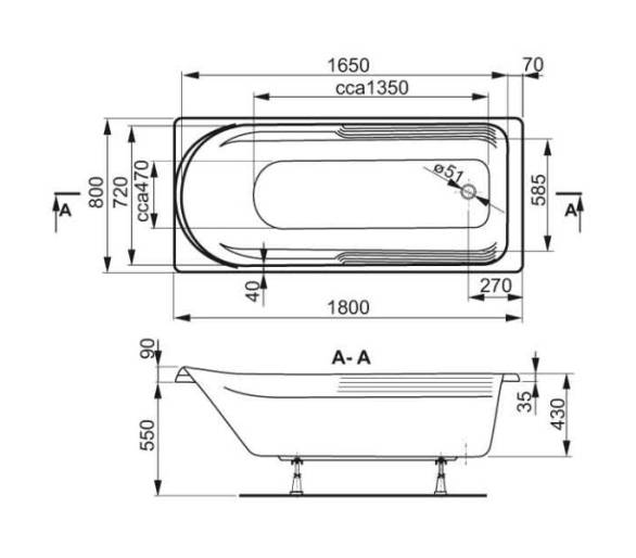 Ванна акрилова VagnerPlast Hera 180x80