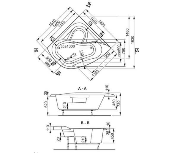 Ванна акрилова VagnerPlast Paria 140x140