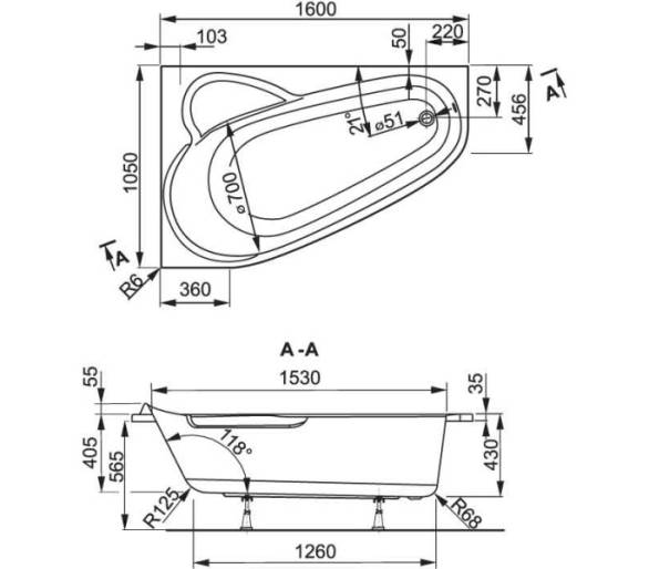 Ванна акрилова VagnerPlast Selena 160x100 L/R