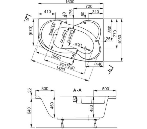 Ванна акрилова VagnerPlast Melite 160x105 L/R