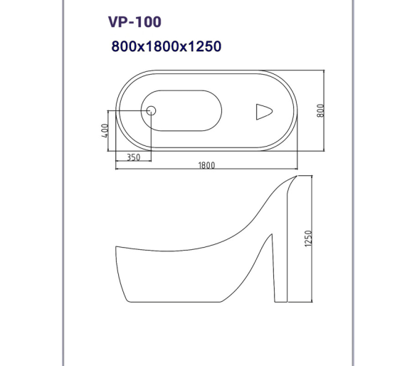 Окремостояча ванна Veronis VP-100 180x80