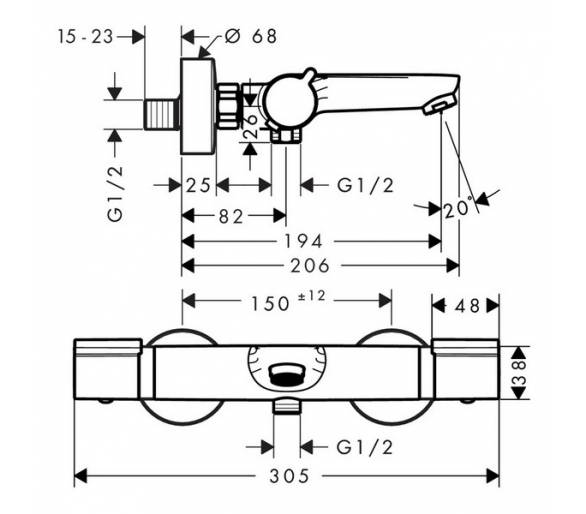 Змішувач терморегулятора для ванни Hansgrohe Versostat2