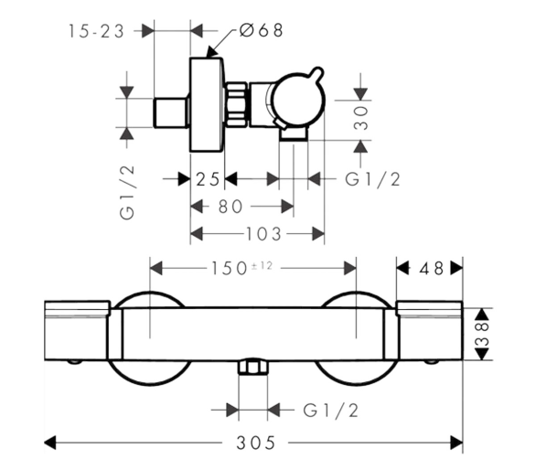 Смеситель термостат для душа Hansgrohe Versostat2