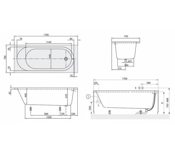 O.NOVO VILLEROY & BOCH 170x75 см.